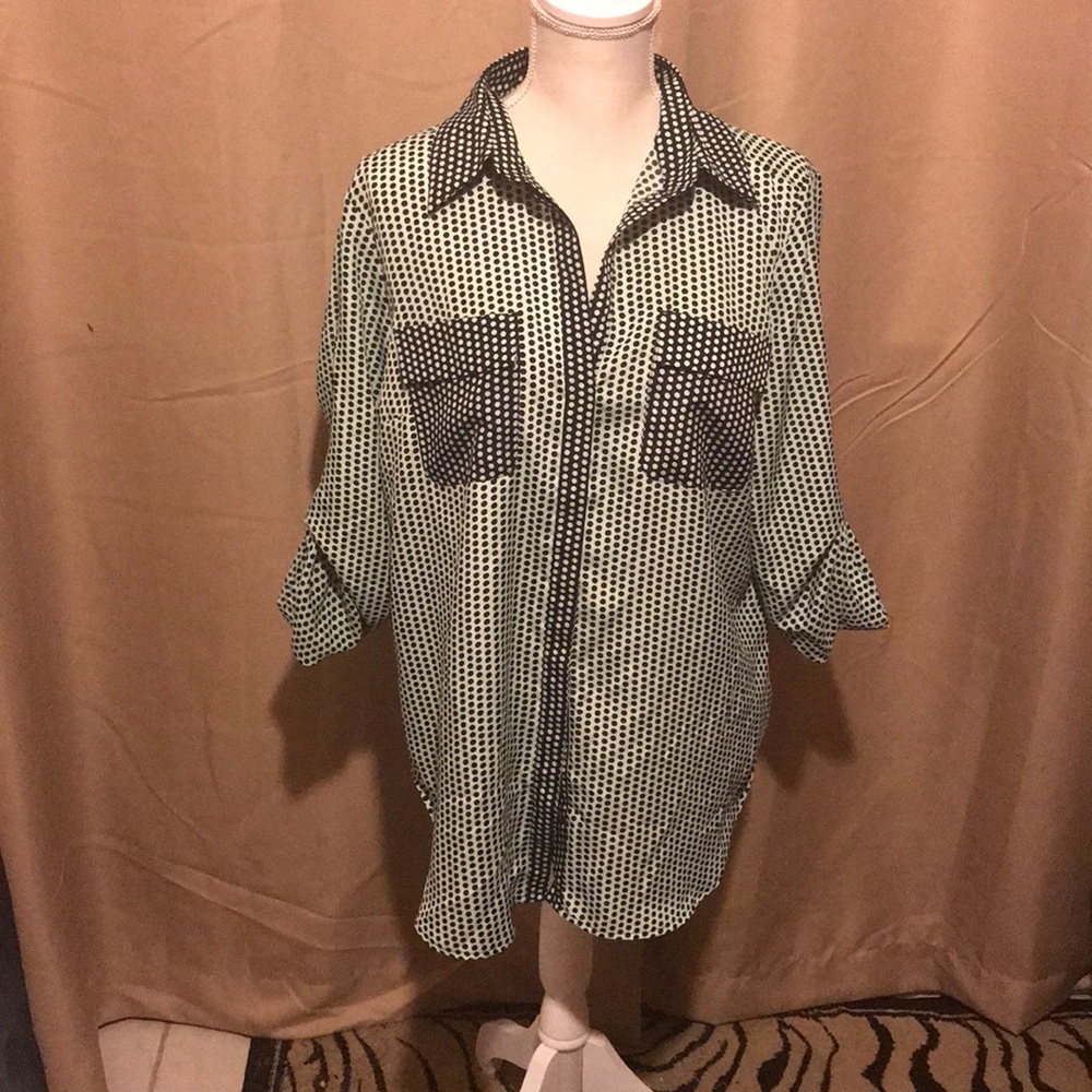 New York & Company polka dot button up